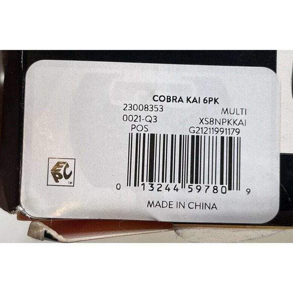 NWT Bio World Cobra Kai 6 Pair Crew Socks Size 8-12 Gray Yellow Red - Picture 3 of 4